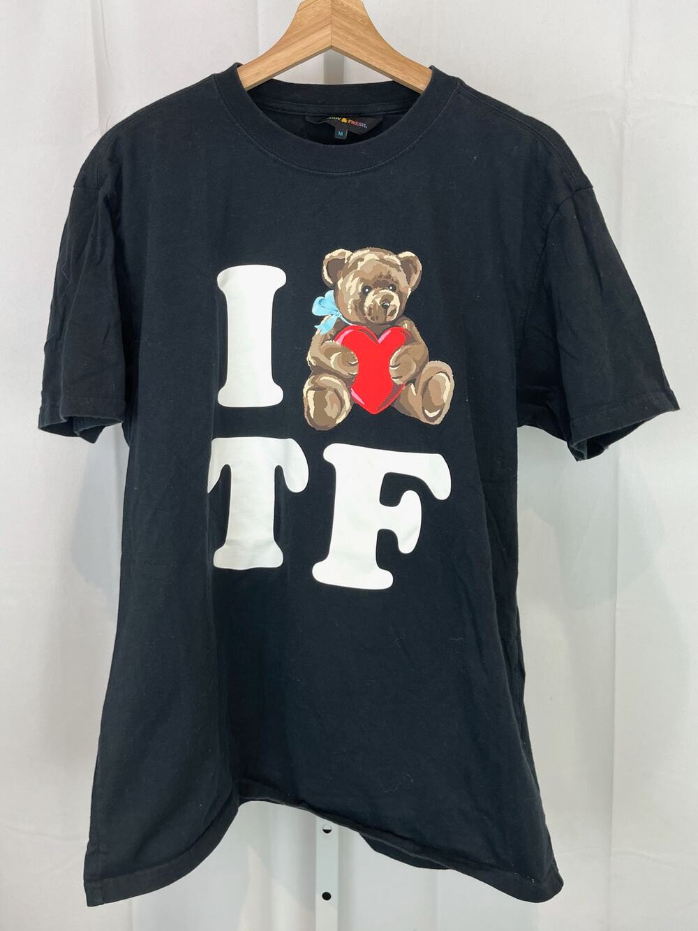 TEDDY FRESH I Heart Love TF Graphic Tee Shirt Sz M Short Sleeve Crew Neck Black